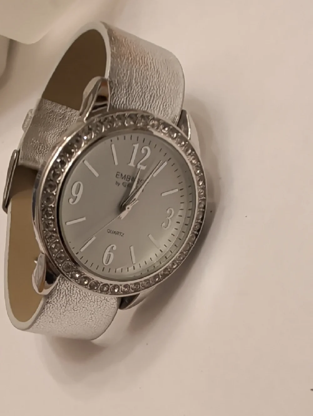 Embassy by Gruen Silver Crystal-Trim Women's Watch